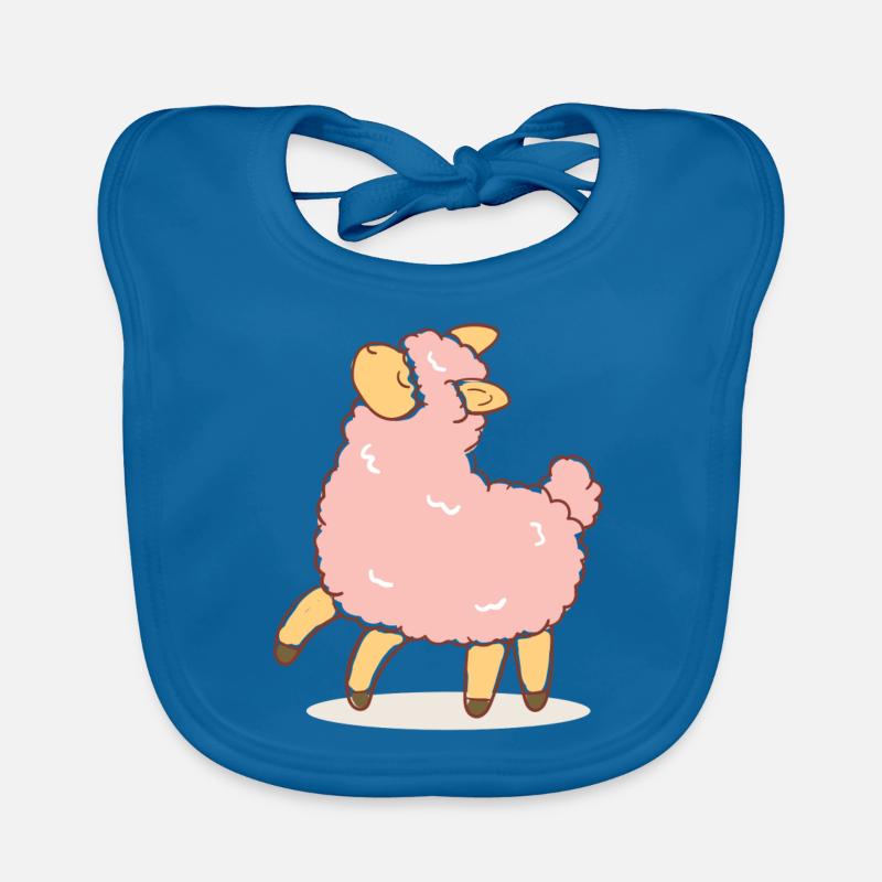 Brebis rose - Bavoir bio Bébé - bleu paon