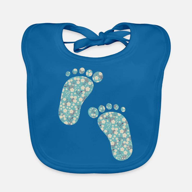 pieds liberty turquoise - Bavoir bio Bébé - bleu paon