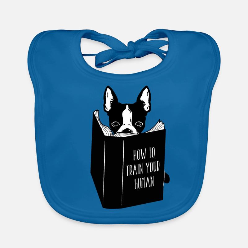 Boston Terrier - Bavoir bio Bébé - bleu paon