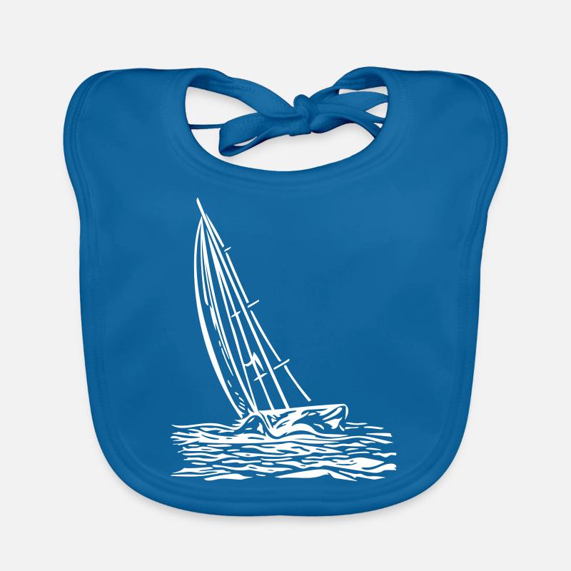 Segelboot am Wind - Baby Bio-Lätzchen - Pfauenblau