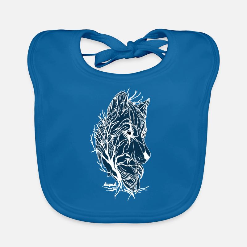 Le loup blanc - Bavoir bio Bébé - bleu paon