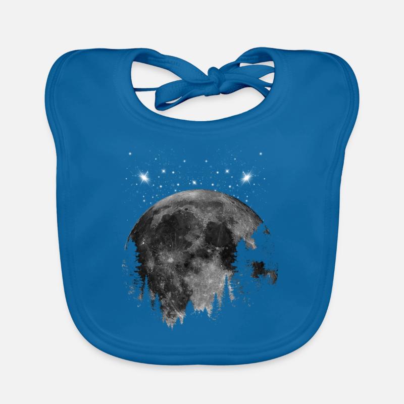 lune - Bavoir bio Bébé - bleu paon