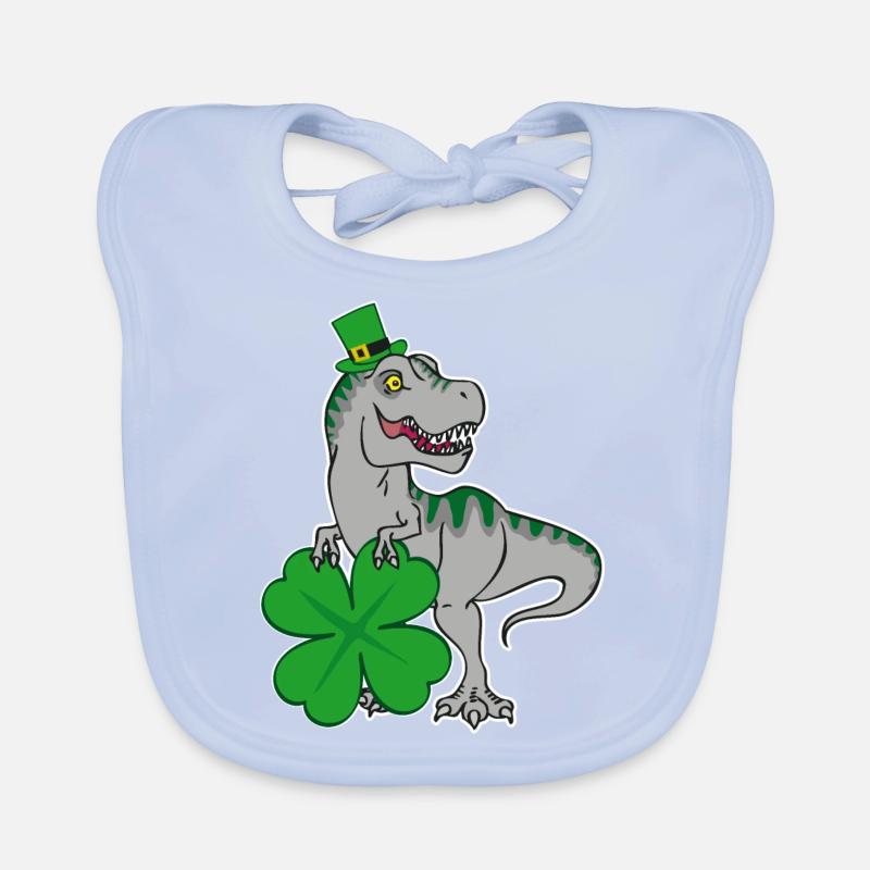 St. Patricks Day T-Rex mit Kleeblatt und Hut Baby Bio-Lätzchen