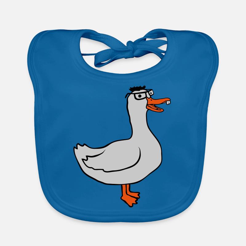Drôle de nerd Goose Horn Glasses - Bavoir bio Bébé - bleu paon