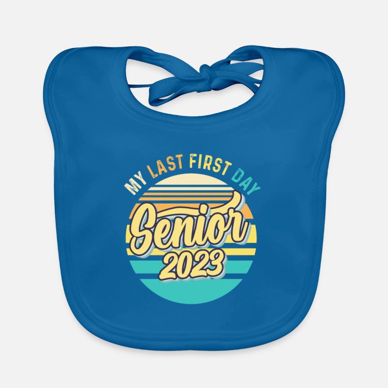 Mon dernier premier jour de classe senior de 2023 - Bavoir bio Bébé - bleu paon