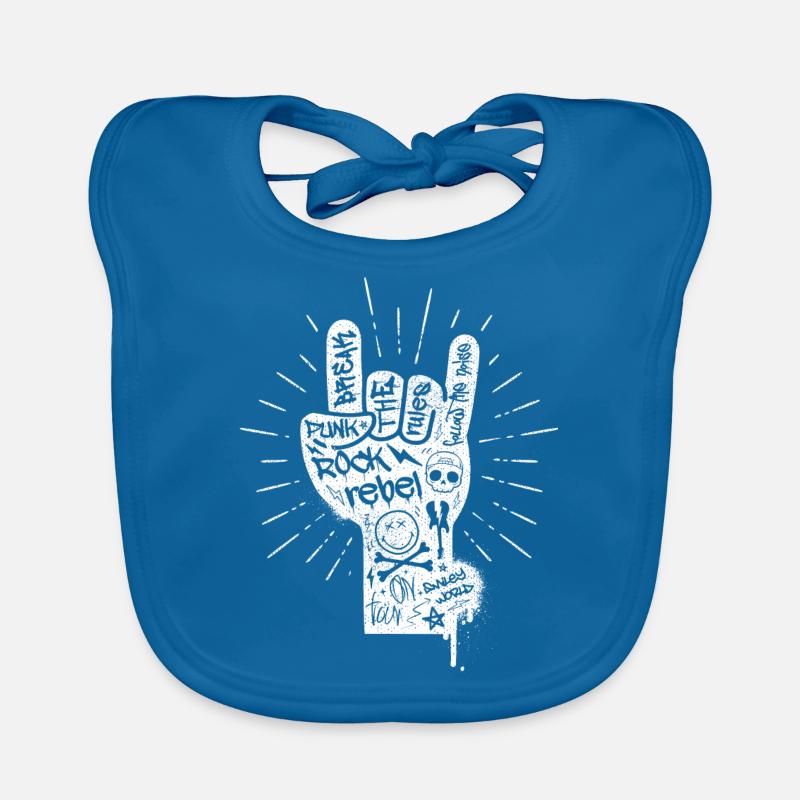 SmileyWorld Break The Rules Cool Pose - Organic Baby Bibs - peacock-blue