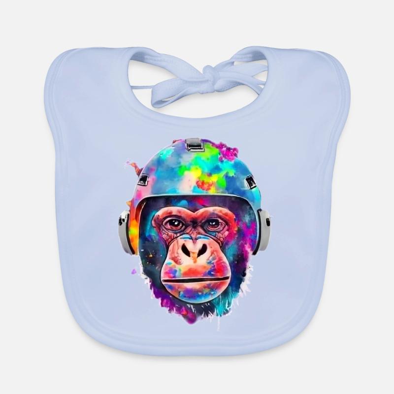 Affe mit Weltraumhelm Baby Bio-Lätzchen