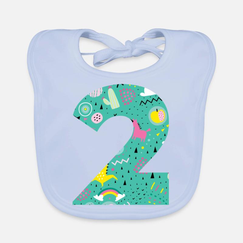 Personalized Birthday Number 2 Organic Baby Bibs