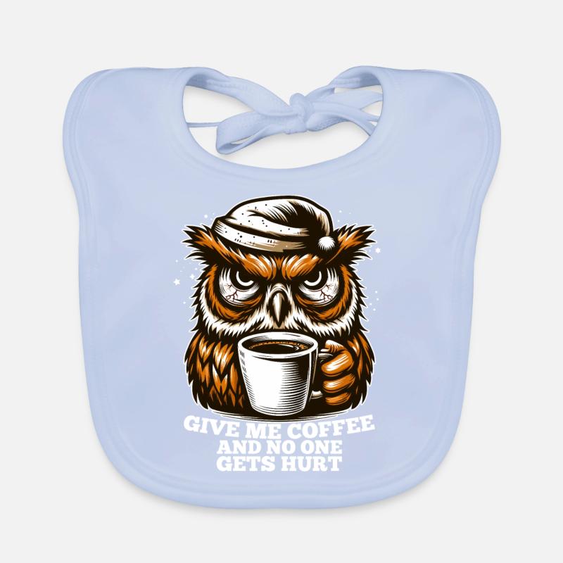 Eule Kaffee müde Geschenk Baby Bio-Lätzchen