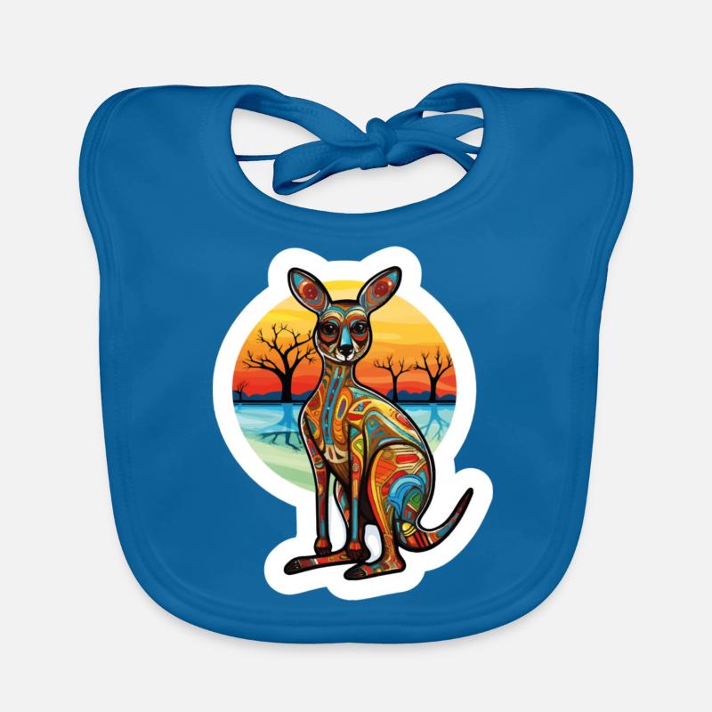 Australien - Känguru - Baby Bio-Lätzchen - Pfauenblau