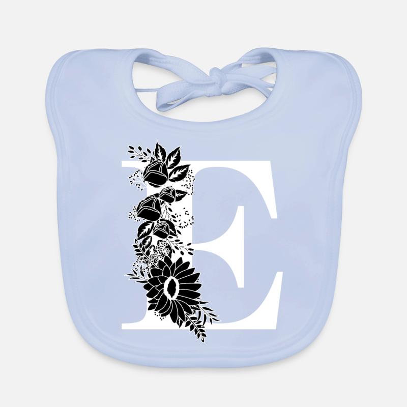 Lettre e floral noir et blanc Bavoir bio Bébé