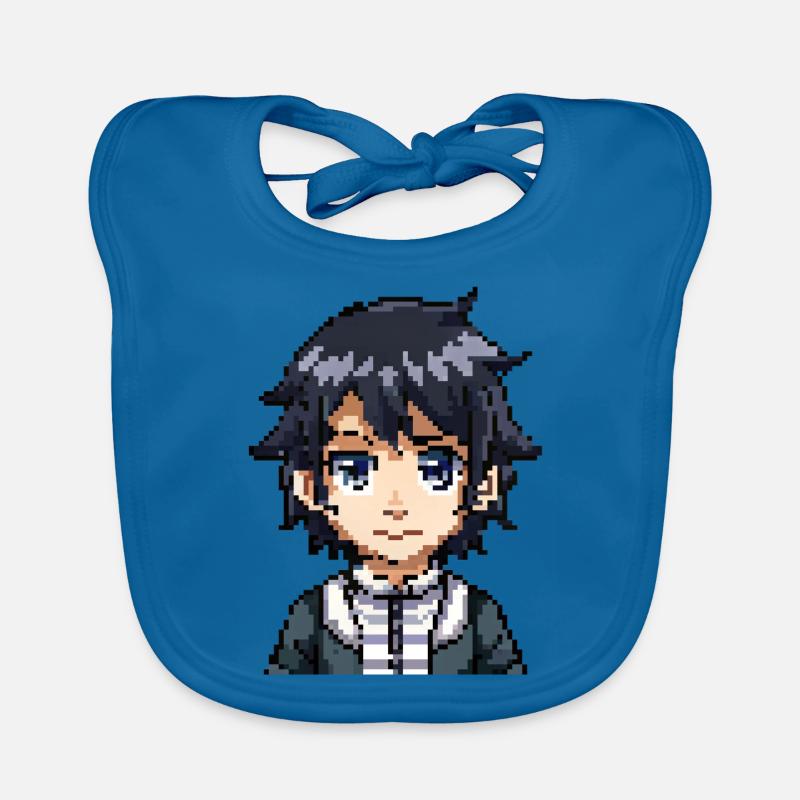 Anime Figure in 8-Bit Organic Baby Bibs