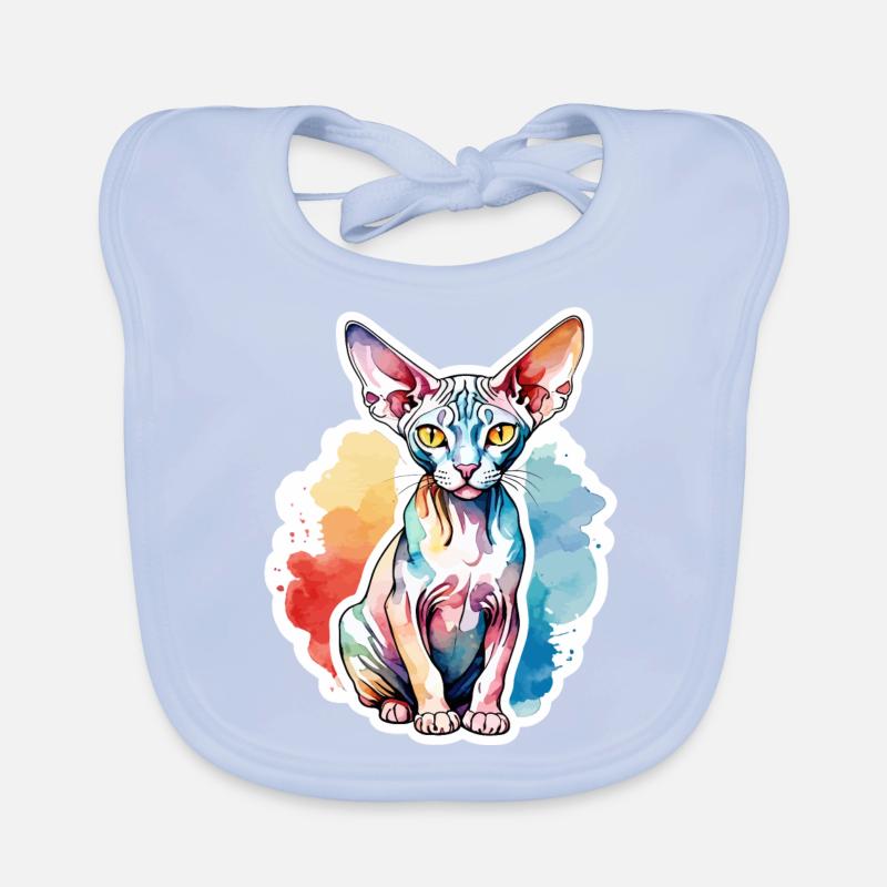 Sphynx Chat Aquarelles Bavoir bio Bébé