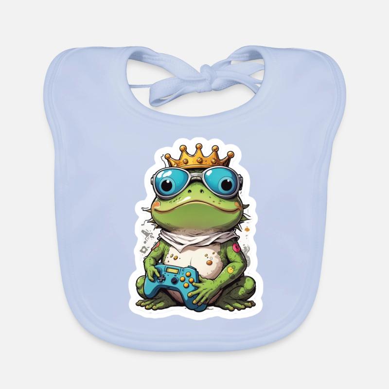 Retro Gamer Frosch mit Controller Konsolenspiele Baby Bio-Lätzchen