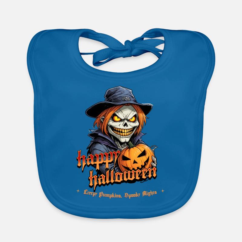 Spooky Pumpkin Halloween Witch with Glowing Ends Organic Baby Bibs