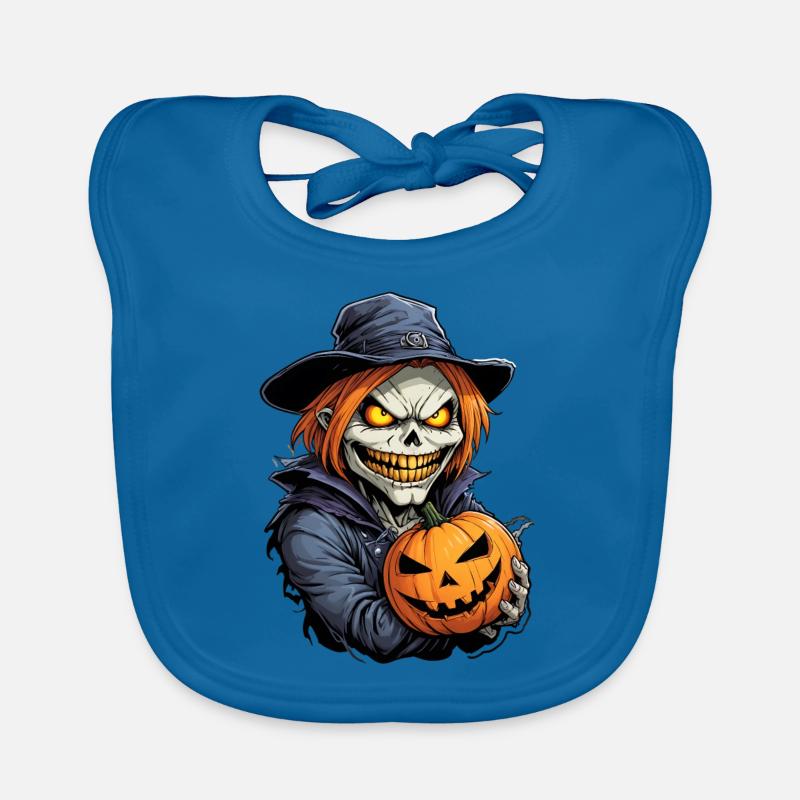 Spooky Pumpkin Halloween Witch with Glowing Ends Organic Baby Bibs