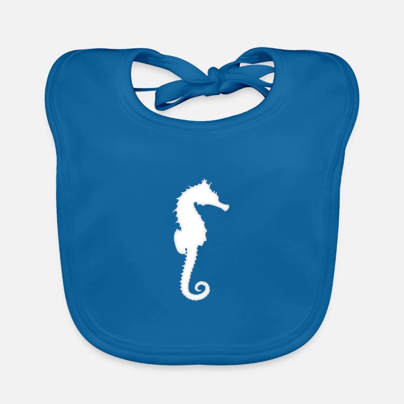 Hippocampe - Bavoir bio Bébé - bleu paon