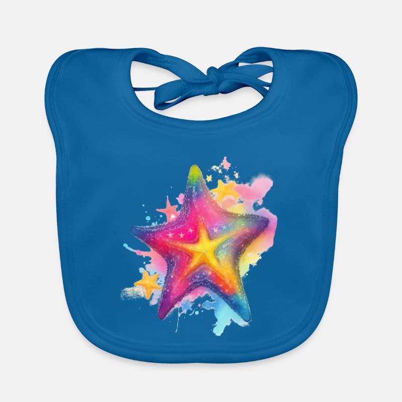 Étoile de mer - Bavoir bio Bébé - bleu paon