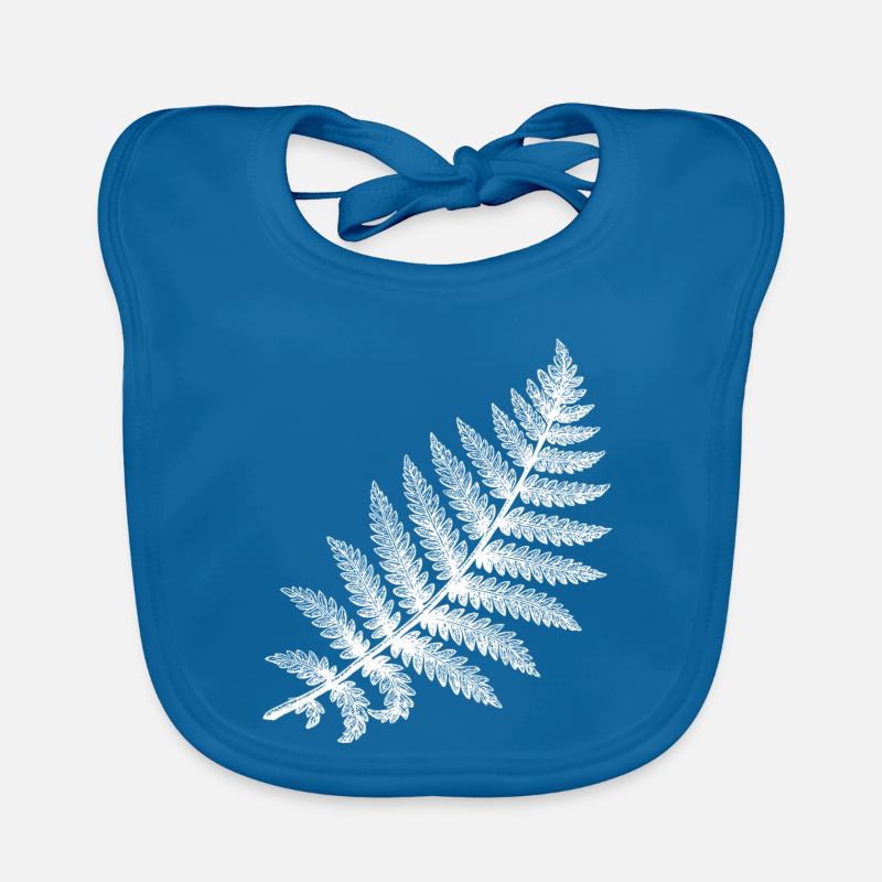 Fern leaf in white silhouette Organic Baby Bibs