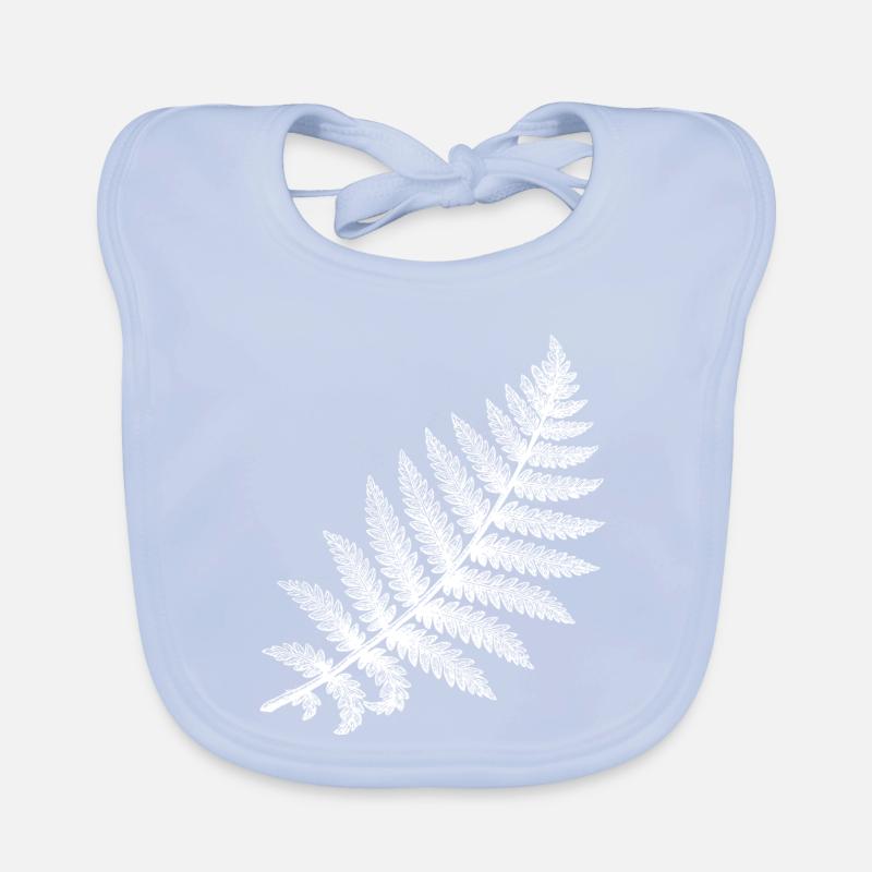 Fern leaf in white silhouette Organic Baby Bibs