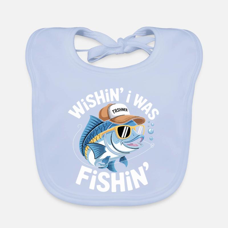 Humorous fish with surf accessories Organic Baby Bibs