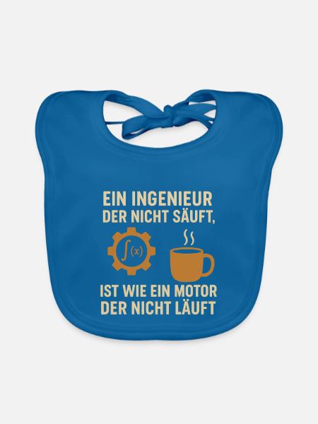 Engineer Humor Coffee Engine - Organic Baby Bibs - peacock-blue - Front