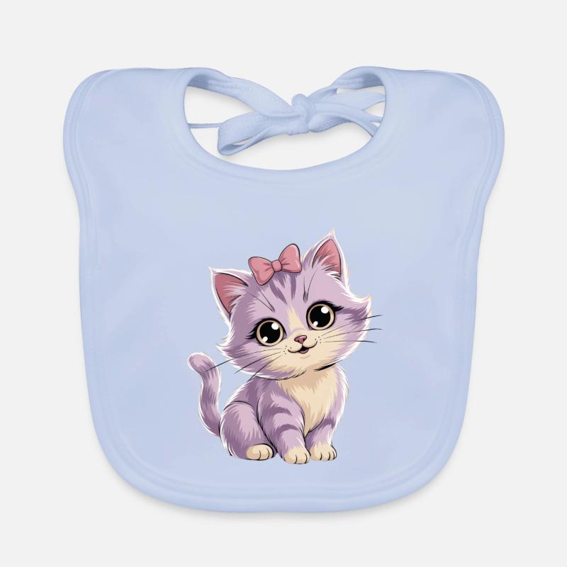 Kitten with bow - customizable Organic Baby Bibs