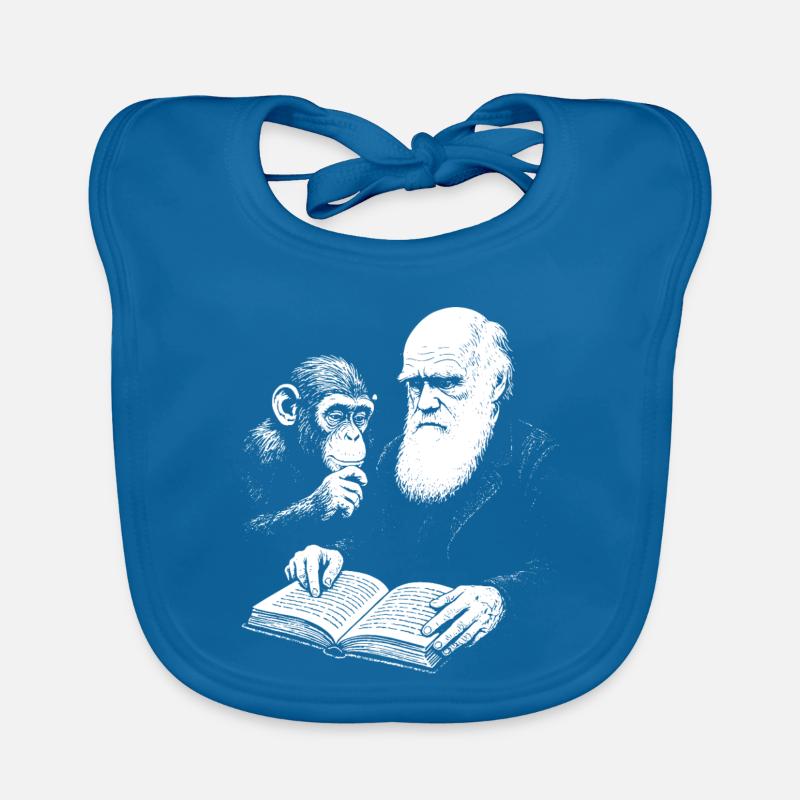 Charles Darwin studying with Monkey  Organic Baby Bibs