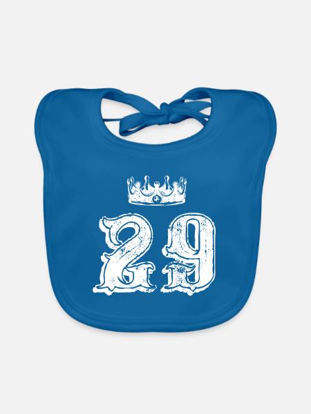 29 Zahl Krone - Baby Bio-Lätzchen - Pfauenblau