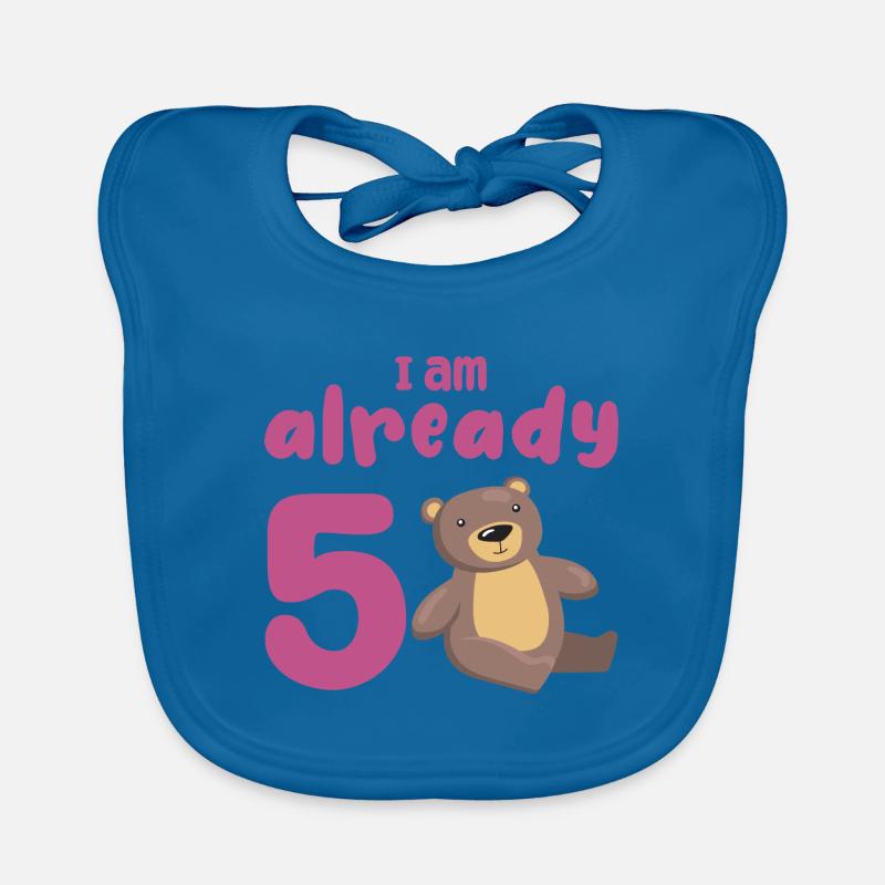 I am already 5 years old 5th birthday Organic Baby Bibs