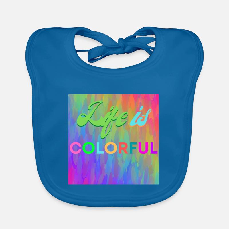 La vie est colorée - Bavoir bio Bébé - bleu paon