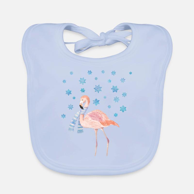 Flamant rose dans la neige Bavoir bio Bébé