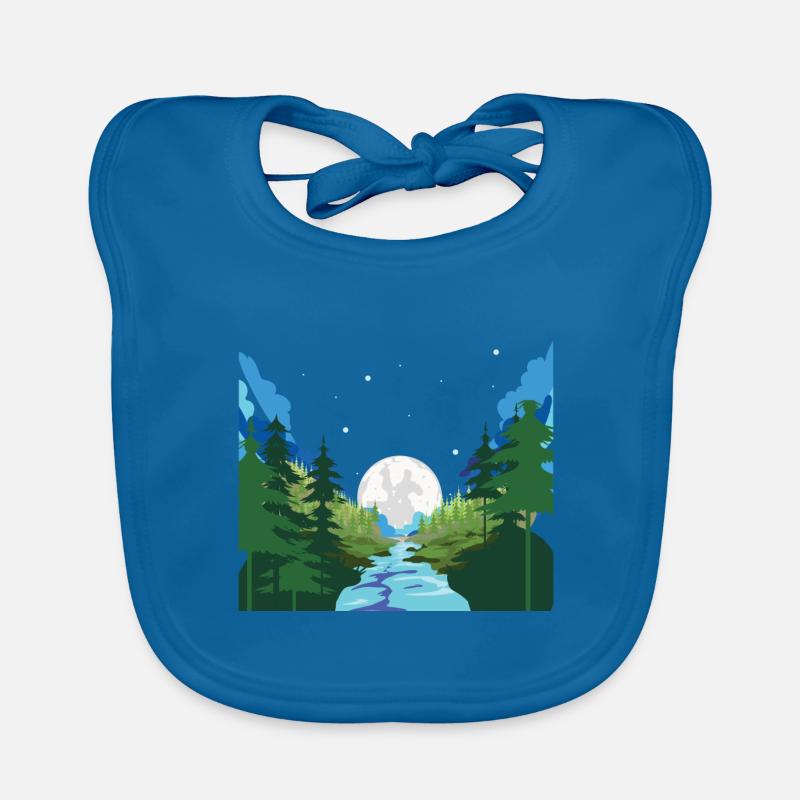 Full Moon Forest Trees River Gift Nature Organic Baby Bibs