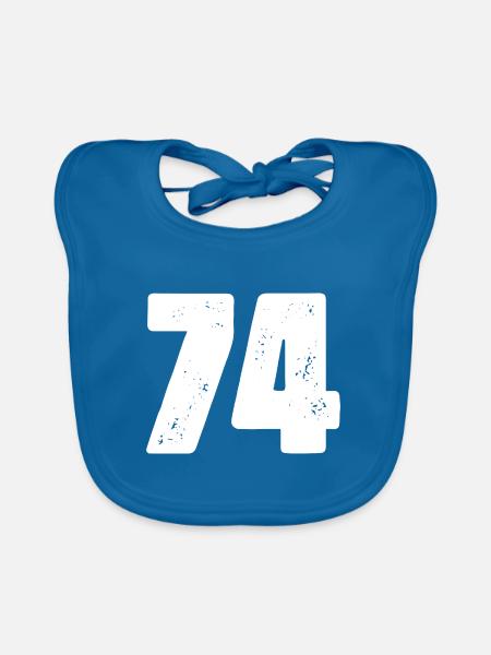74 Maillot numéro - Bavoir bio Bébé - bleu paon - Devant