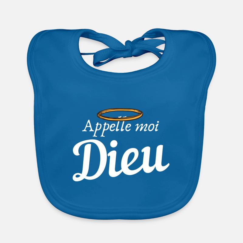 Appel moi Dieu - Bavoir bio Bébé - bleu paon