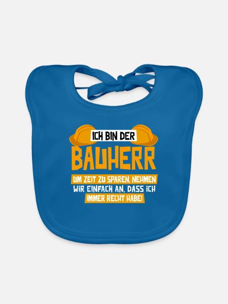 Bauherr Richtfest Bauherr 2020 Häuslebauer Hausbau - Baby Bio-Lätzchen - Pfauenblau - Vorne