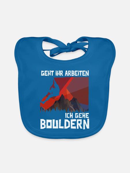 bouldering Bouldern Boulderer Klettern Kletterwand - Baby Bio-Lätzchen - Pfauenblau - Vorne