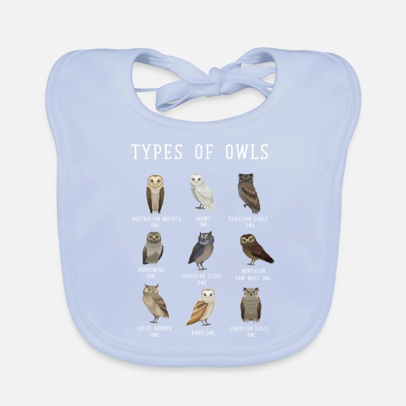 Eulentypen, Eule, Eulen, Schneeeule, Barn Owl Baby Bio-Lätzchen