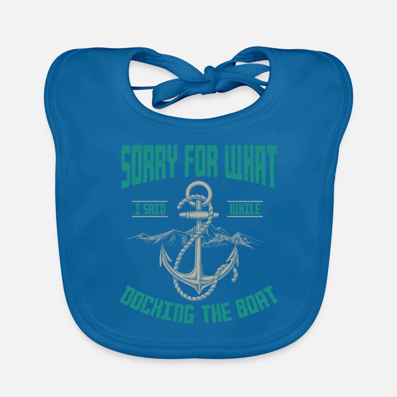 Marin disant, amarrage du bateau, bateau, bateaux, bateau - Bavoir bio Bébé - bleu paon