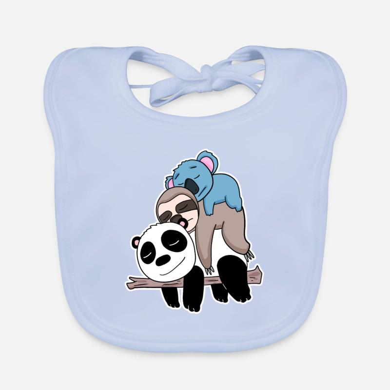 Panda sloth and koala Organic Baby Bibs