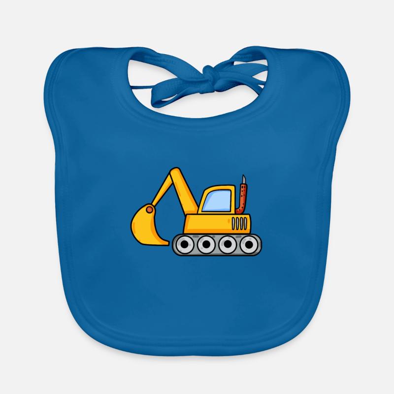 Excavator construction site vehicle Organic Baby Bibs