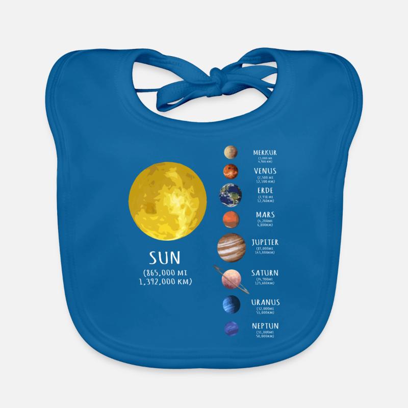 Système solaire, planète, planète, soleil, terre - Bavoir bio Bébé - bleu paon