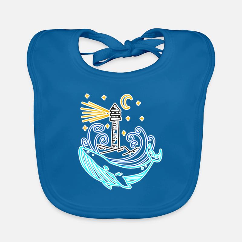 Leuchtturm Küste See Meer - Baby Bio-Lätzchen - Pfauenblau