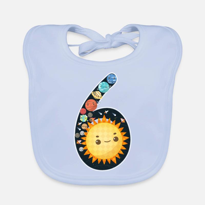 6th birthday children, space, solar system Organic Baby Bibs