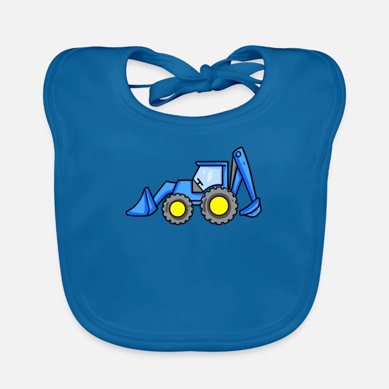 Excavator vehicle construction site Organic Baby Bibs
