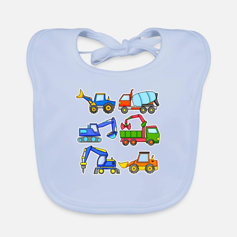 Construction site vehicles Organic Baby Bibs