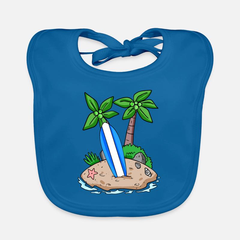 Île avec planche de surf Bavoir bio Bébé