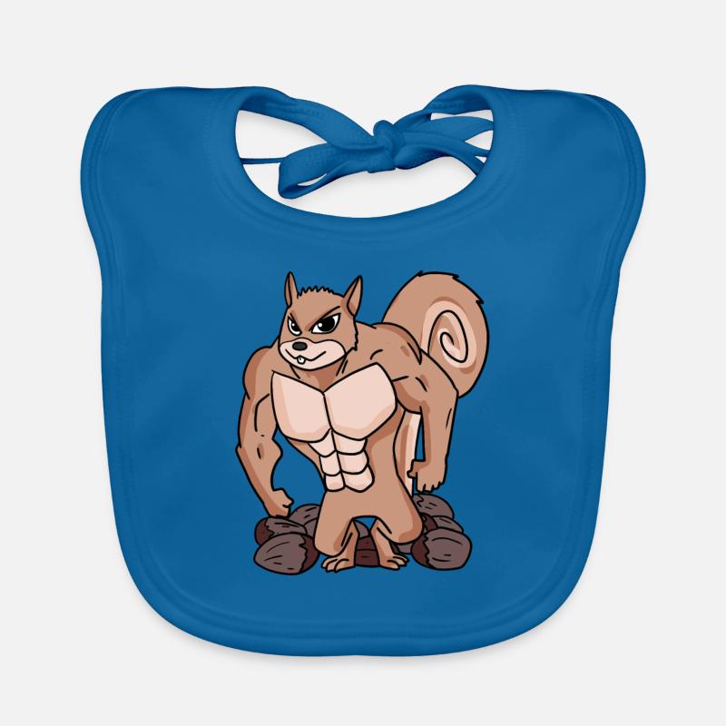Squirrels with muscles Organic Baby Bibs