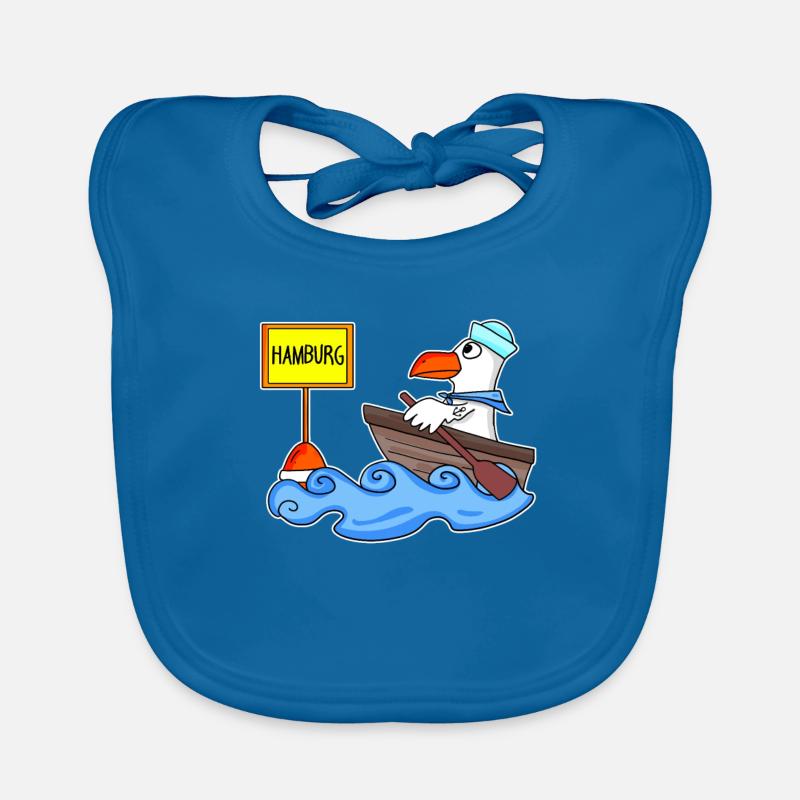 Hamburg Möwe Boot - Baby Bio-Lätzchen - Pfauenblau