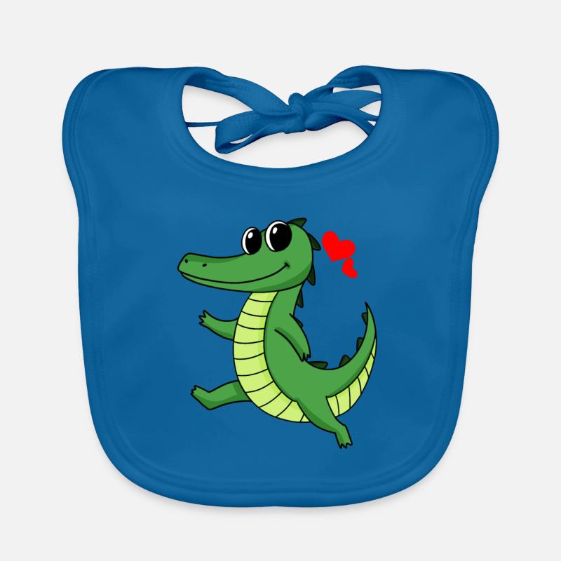 Crocodile - Bavoir bio Bébé - bleu paon